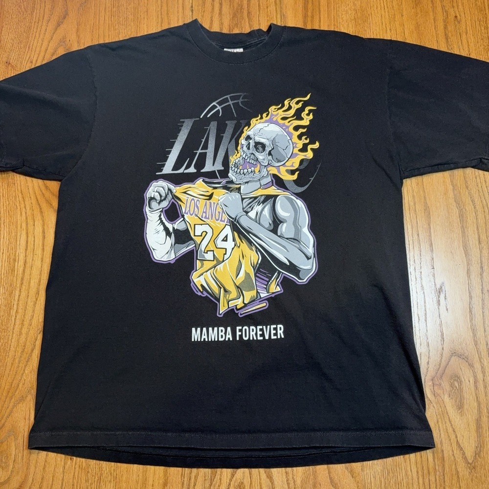 Kobe Bryant Mamba Forever Shirt Mens 3XL Black Skull Flames Lakers Shaka Wear